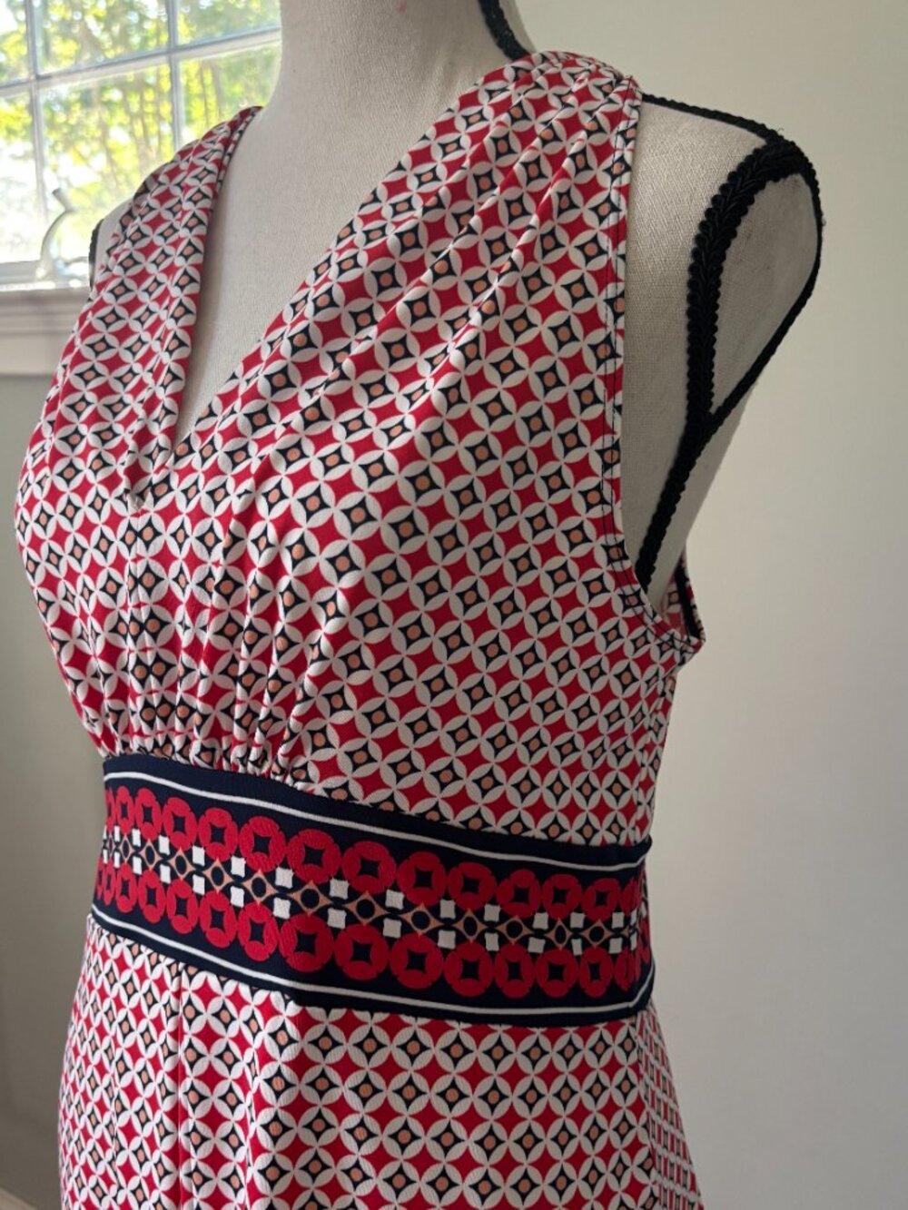 Max Studio Red Geometric Print Sleeveless Dress Medium Like New - Picture 2 of 6